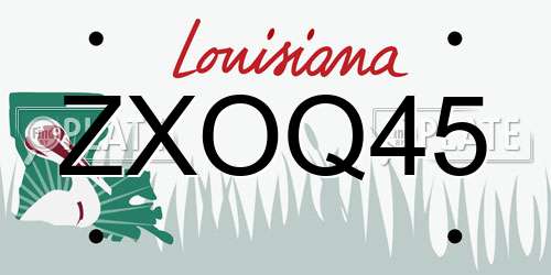 ZXOQ45 Louisiana License Plate