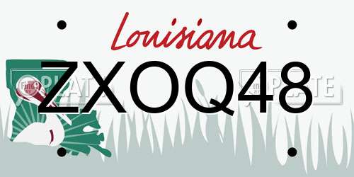 ZXOQ48 Louisiana License Plate