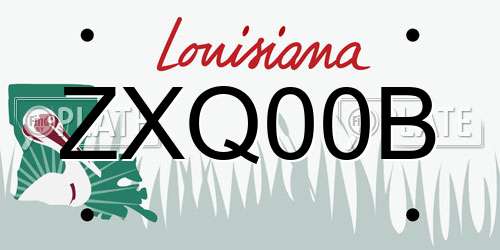 ZXQ00B Louisiana License Plate