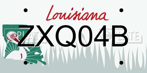 ZXQ04B Louisiana License Plate