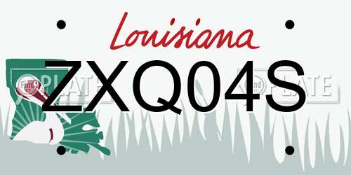 ZXQ04S Louisiana License Plate