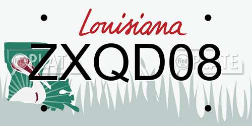 ZXQD08 Louisiana License Plate