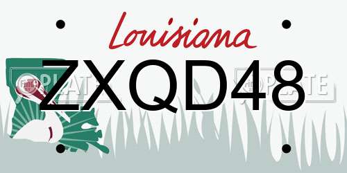 ZXQD48 Louisiana License Plate