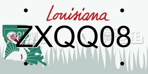 ZXQQ08 Louisiana License Plate