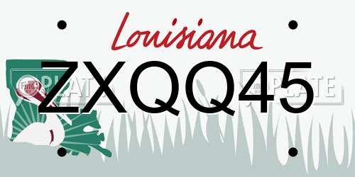 ZXQQ45 Louisiana License Plate