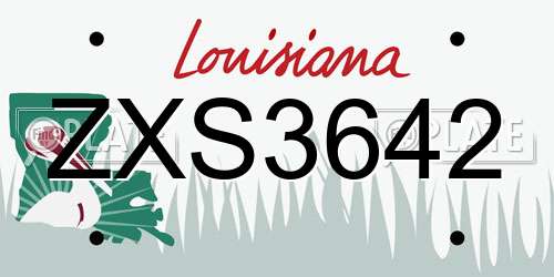 ZXS3642 Louisiana License Plate