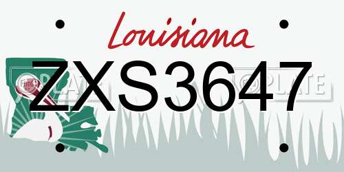 ZXS3647 Louisiana License Plate