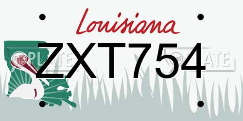 ZXT754 Louisiana License Plate