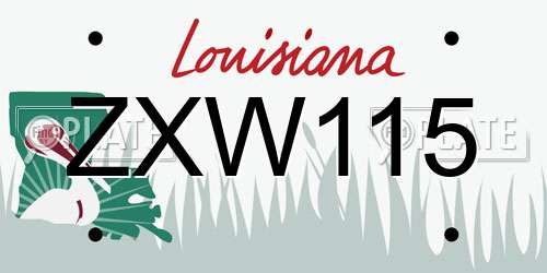 ZXW115 Louisiana License Plate