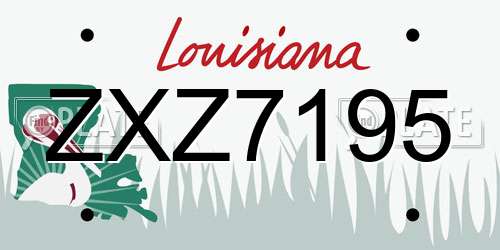 ZXZ7195 Louisiana License Plate