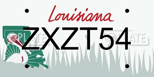 ZXZT54 Louisiana License Plate