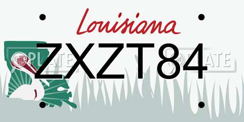 ZXZT84 Louisiana License Plate