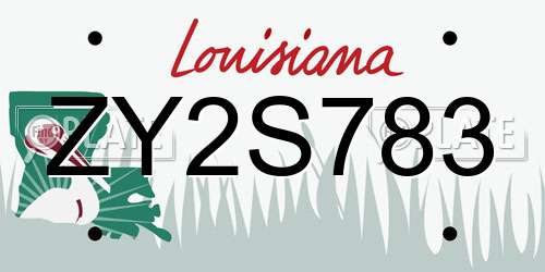 ZY2S783 Louisiana License Plate