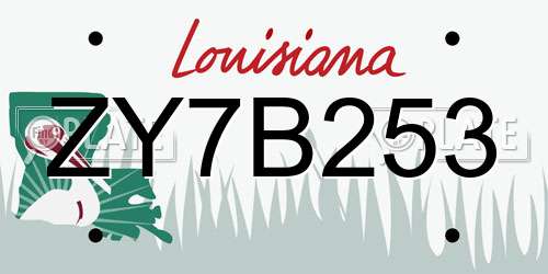 ZY7B253 Louisiana License Plate