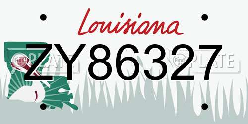 ZY86327 Louisiana License Plate