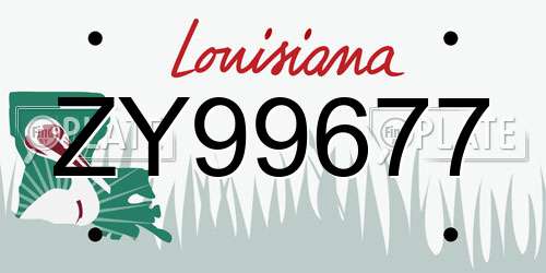 ZY99677 Louisiana License Plate
