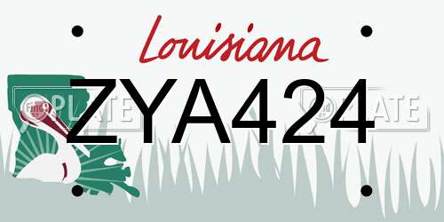 ZYA424 Louisiana License Plate