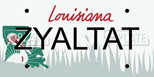 ZYALTAT Louisiana License Plate