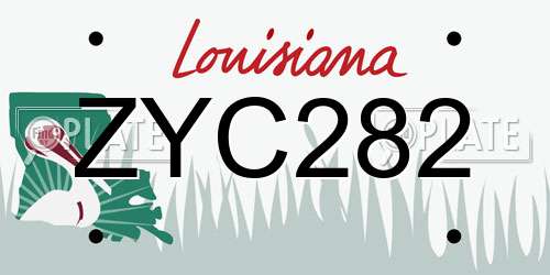 ZYC282 Louisiana License Plate