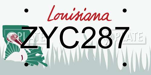 ZYC287 Louisiana License Plate