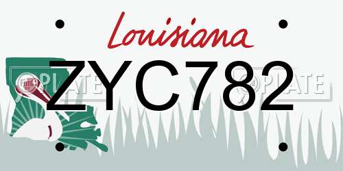 ZYC782 Louisiana License Plate