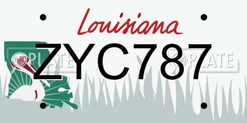 ZYC787 Louisiana License Plate