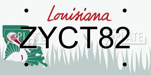 ZYCT82 Louisiana License Plate