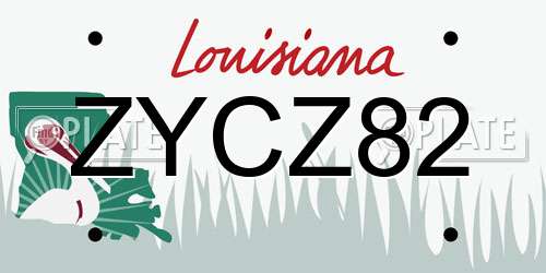ZYCZ82 Louisiana License Plate