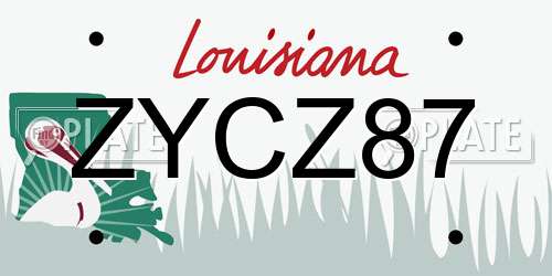 ZYCZ87 Louisiana License Plate
