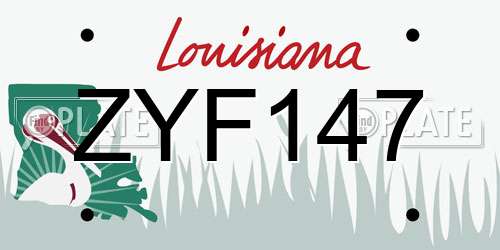 ZYF147 Louisiana License Plate