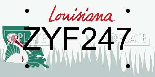 ZYF247 Louisiana License Plate