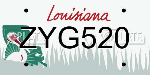 ZYG520 Louisiana License Plate
