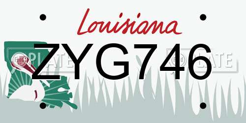 ZYG746 Louisiana License Plate