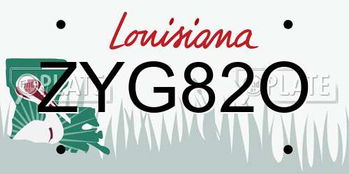 ZYG82O Louisiana License Plate