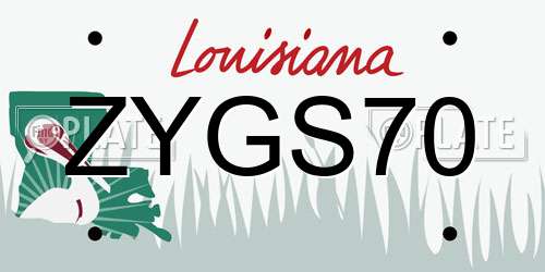 ZYGS70 Louisiana License Plate