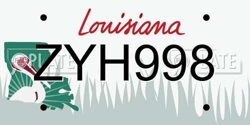 ZYH998 Louisiana License Plate