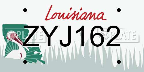 ZYJ162 Louisiana License Plate
