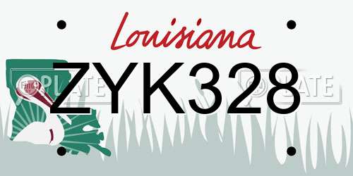 ZYK328 Louisiana License Plate