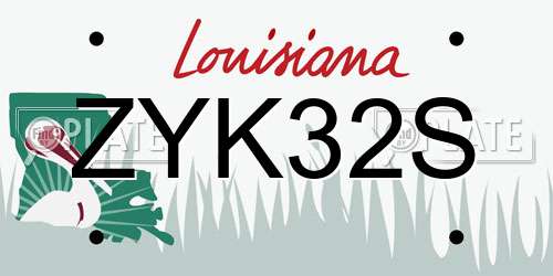 ZYK32S Louisiana License Plate