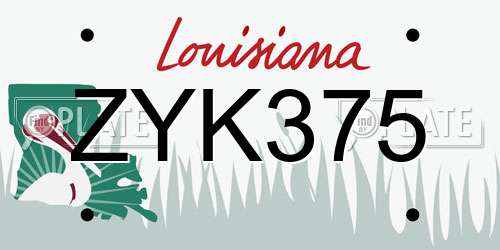 ZYK375 Louisiana License Plate