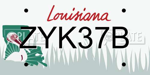 ZYK37B Louisiana License Plate