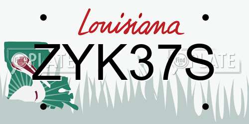 ZYK37S Louisiana License Plate