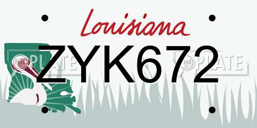 ZYK672 Louisiana License Plate