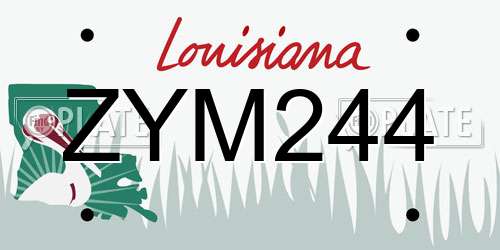 ZYM244 Louisiana License Plate