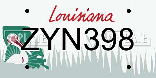 ZYN398 Louisiana License Plate