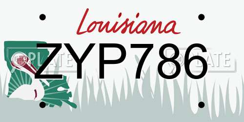 ZYP786 Louisiana License Plate