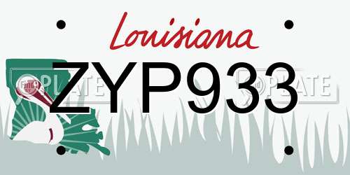 ZYP933 Louisiana License Plate
