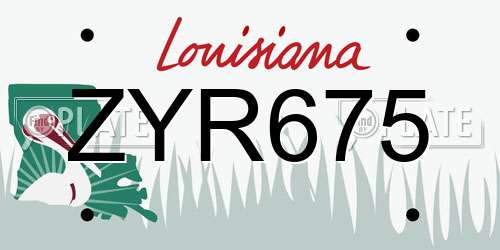 ZYR675 Louisiana License Plate