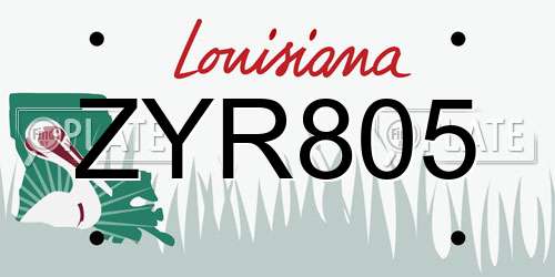 ZYR805 Louisiana License Plate