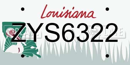 ZYS6322 Louisiana License Plate